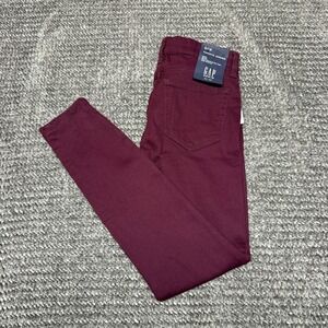GAP Womens Jegging Jeans Size 0/25 Burgundy Mid Rise Skinny NWT Stretch